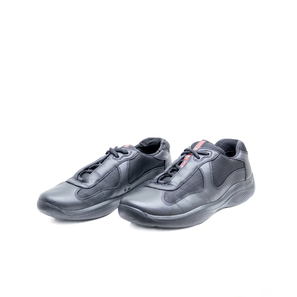 Prada Americas Cup Leather‎ & Mesh Sneakers – Black Size UK 7/ US 8 - Picture 4 of 13